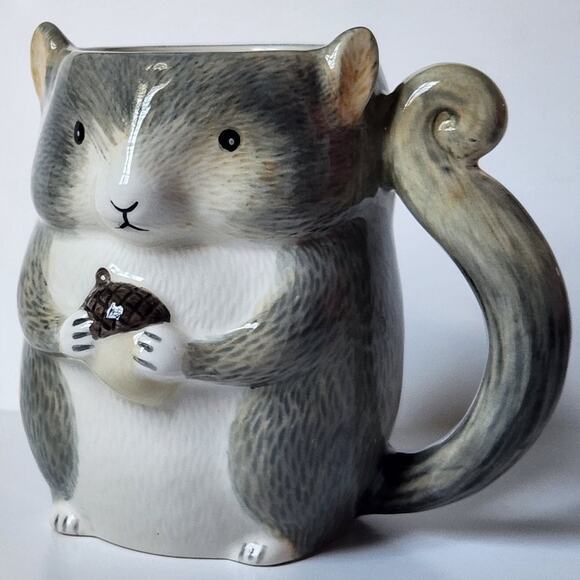 Whimsical Squirrel Mug with Tail Handle – Hand-Painted Ceramic Coffee Cup - Picture 4 of 10